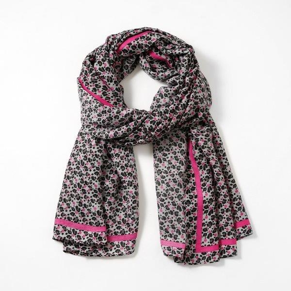 Eco Style Leopard And Dot Print Scarf in Fuchsia 
