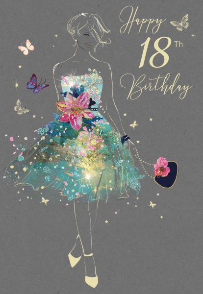 Grace Design Female Birthday Card - Happy 18th Birthday - www.tivyhall.co.uk