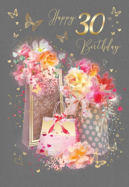 Grace Design Female Birthday Card - Happy 30th Birthday - www.tivyhall.co.uk